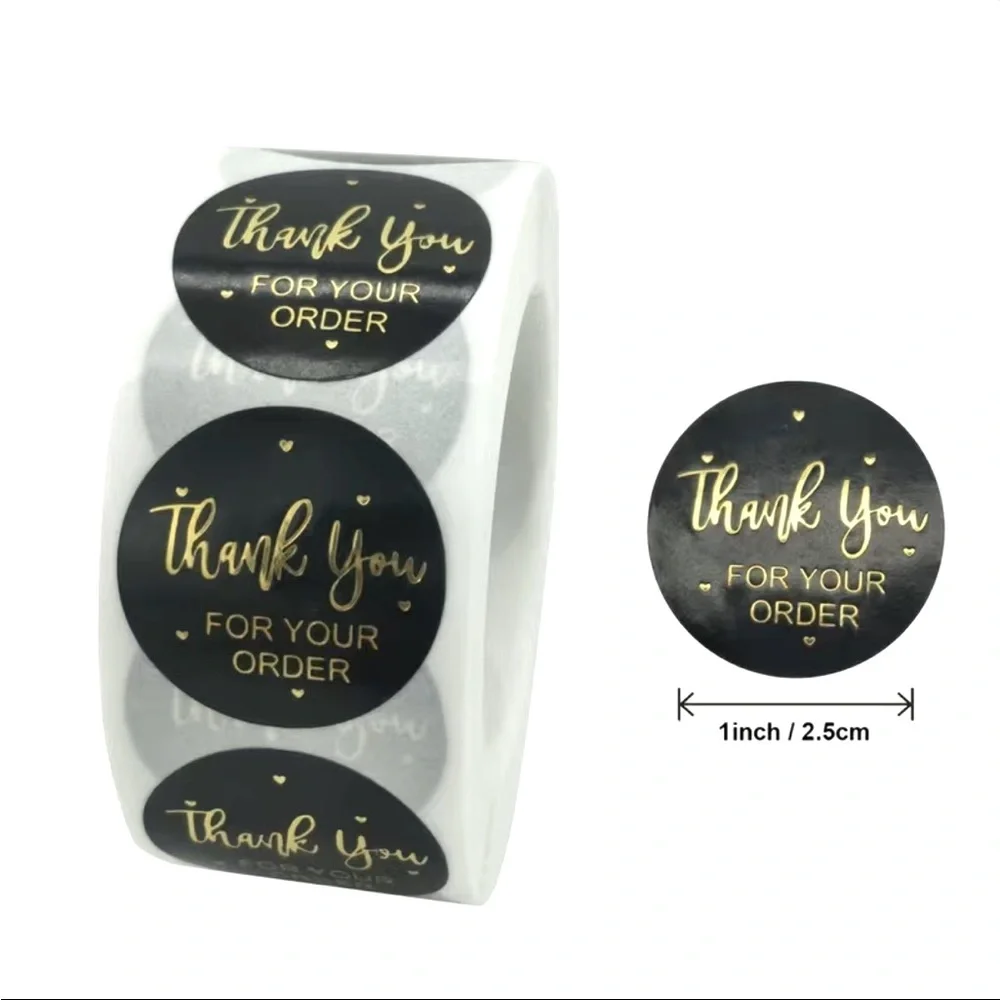 500 Roll Black Thank You FOR YOUR ORDER Stickers PRICE IS FIRM